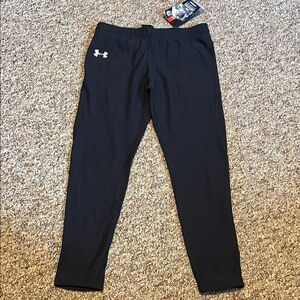 Under Armour Black Compression Leggings Pants Coldgear Drawstring & Elastic